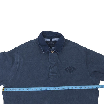 Mens UK Size M Marks and Spencer Blue Henley Sweatshirt