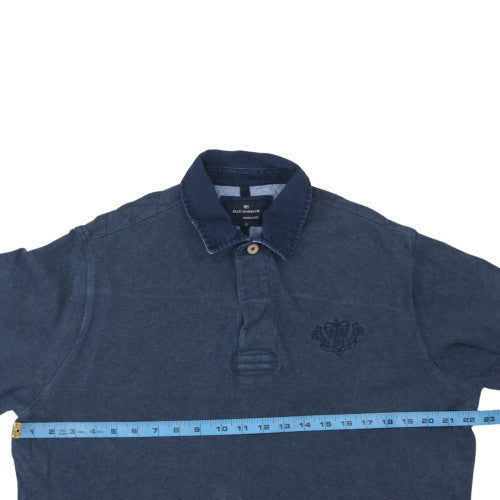 Mens UK Size M Marks and Spencer Blue Henley Sweatshirt