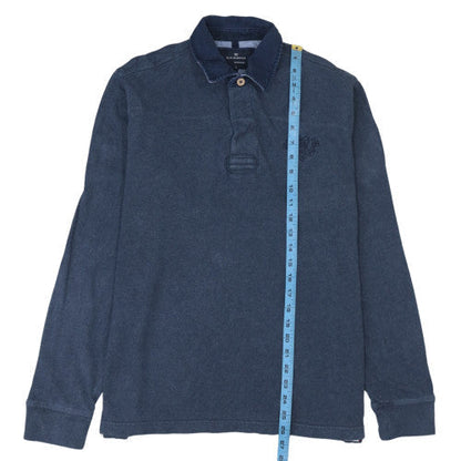 Mens UK Size M Marks and Spencer Blue Henley Sweatshirt