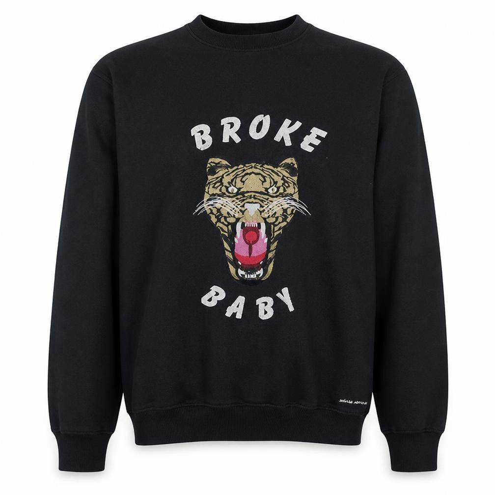 Mens UK Size L Broke Baby Black Pullover Sweatshirt