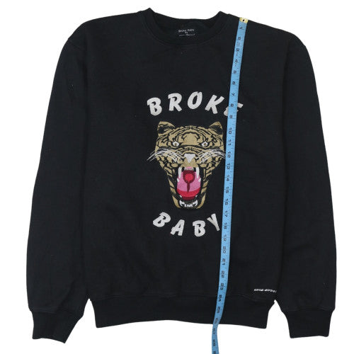 Mens UK Size L Broke Baby Black Pullover Sweatshirt
