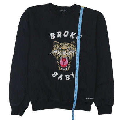 Mens UK Size L Broke Baby Black Pullover Sweatshirt