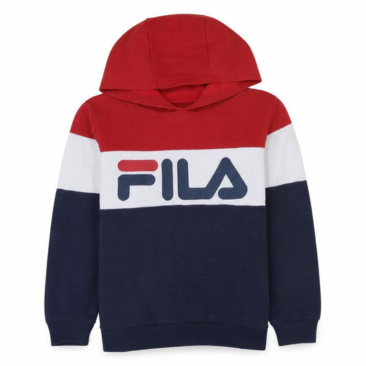 Front view of Fila Teens Multicoloured Pullover Hoodie 14 Slim Sports Style