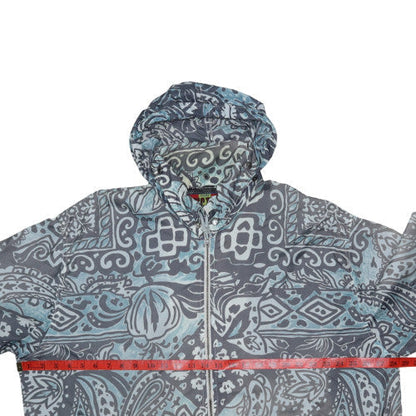Fictif Men's Blue Paisley Hooded Windbreaker Jacket Size M