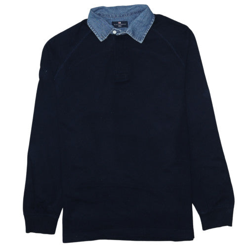 Mens UK Size M Marks and Spencer Blue Henley Sweatshirt