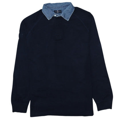 Mens UK Size M Marks and Spencer Blue Henley Sweatshirt
