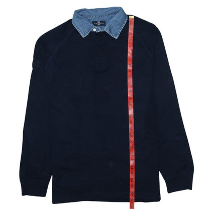 Mens UK Size M Marks and Spencer Blue Henley Sweatshirt