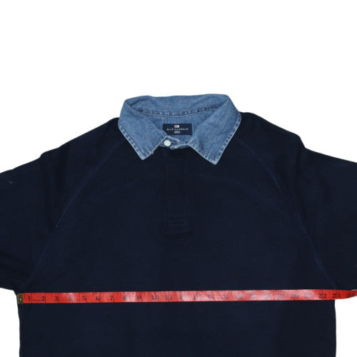 Mens UK Size M Marks and Spencer Blue Henley Sweatshirt