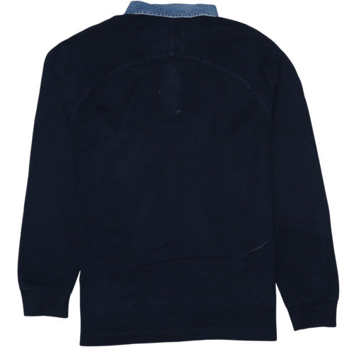 Mens UK Size M Marks and Spencer Blue Henley Sweatshirt