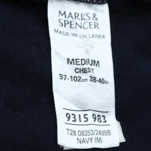 Mens UK Size M Marks and Spencer Blue Henley Sweatshirt