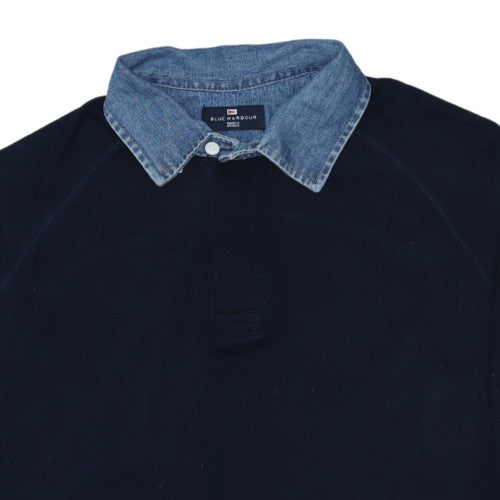 Mens UK Size M Marks and Spencer Blue Henley Sweatshirt