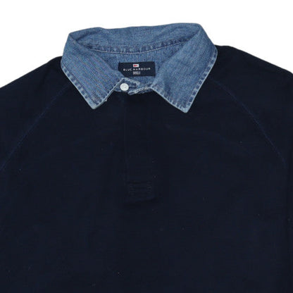 Mens UK Size M Marks and Spencer Blue Henley Sweatshirt