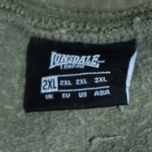 Mens UK Size 2XL Lonsdale Green Pullover Hoodie