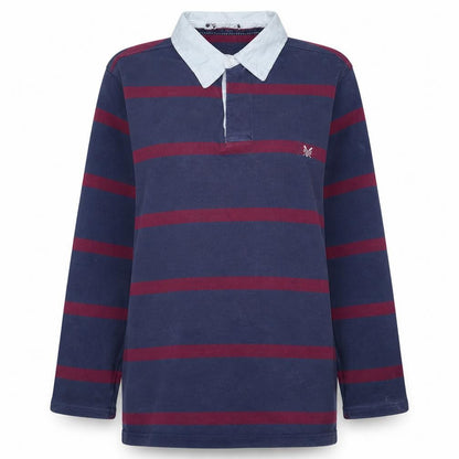 Crew Clothing Women Navy Stripe Cotton Pullover Sweatshirt L