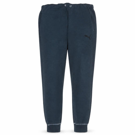 Front view of Puma men’s black fleece jogger sweatpants, size L, regular fit