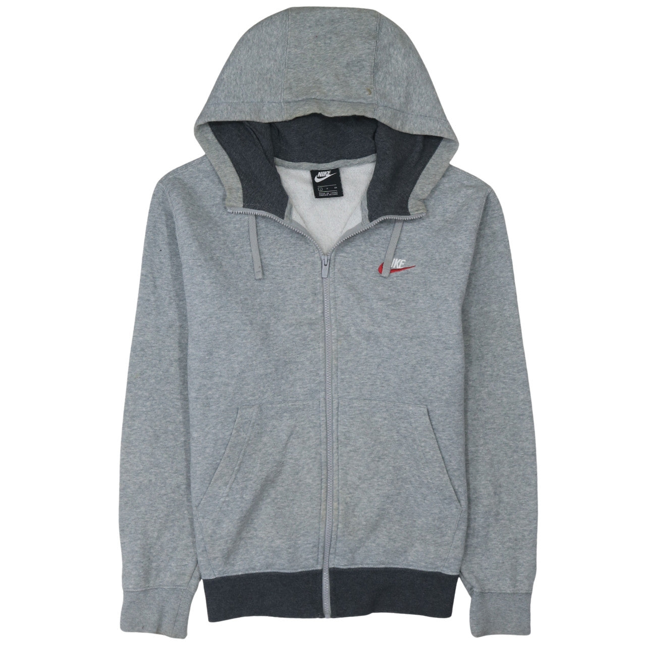 Mens UK Size S Nike Grey Full Zip Hoodie