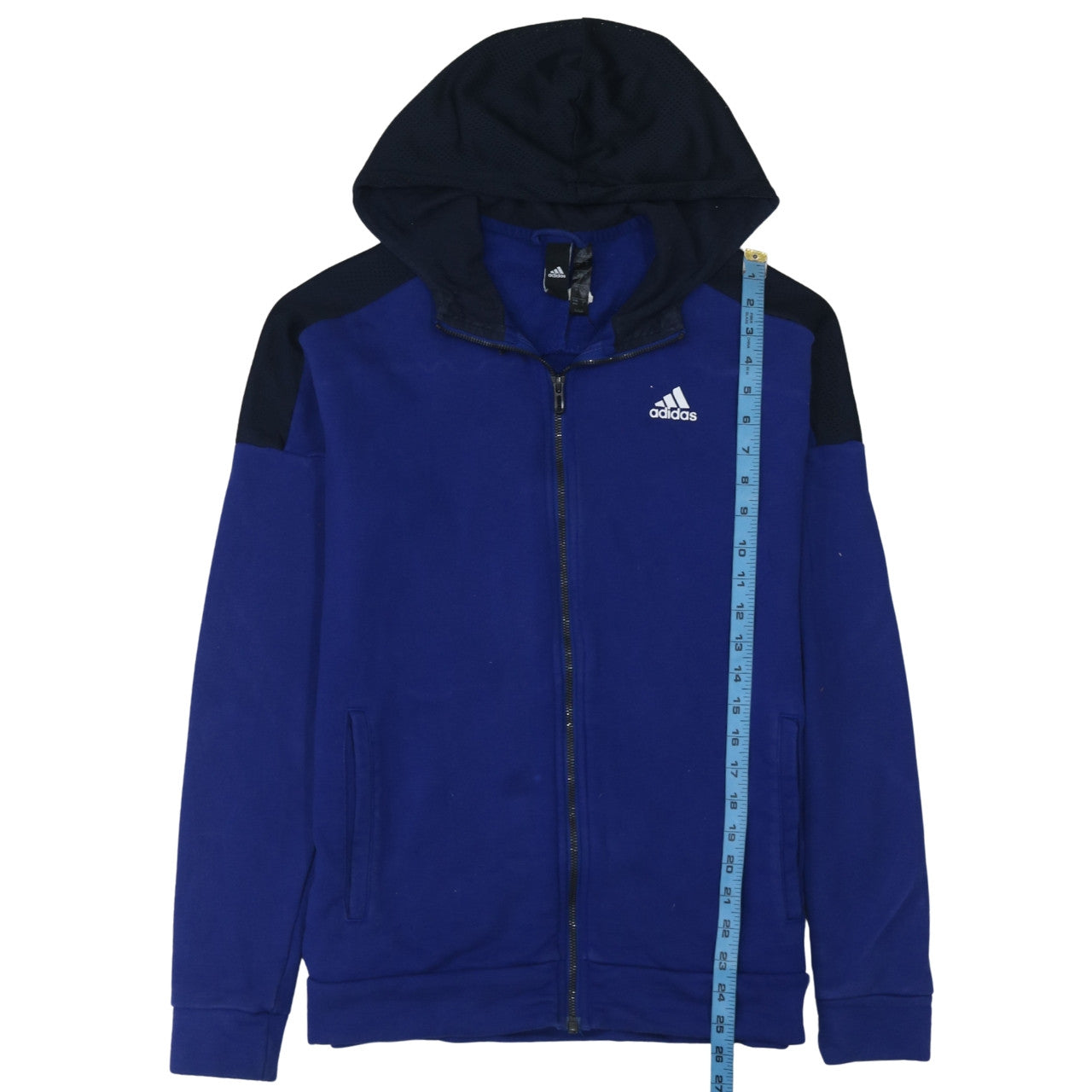 Mens UK Size M adidas Blue Full Zip Hoodie