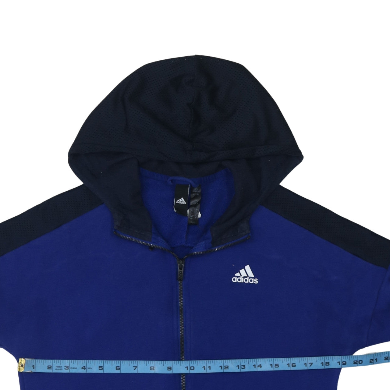Mens UK Size M adidas Blue Full Zip Hoodie
