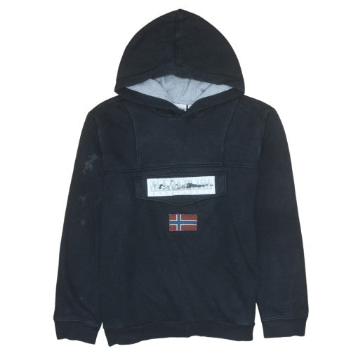 Mens UK Size M Napapijri Black Pullover Hoodie