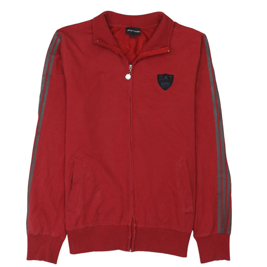 Emporio Armani EA7 Red Men's L Track Jacket Cotton Zip-Up Sportswear