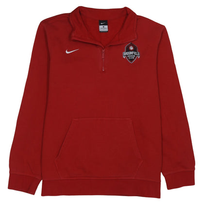 Mens UK Size L Nike Red 1/4 Zip Sweatshirt