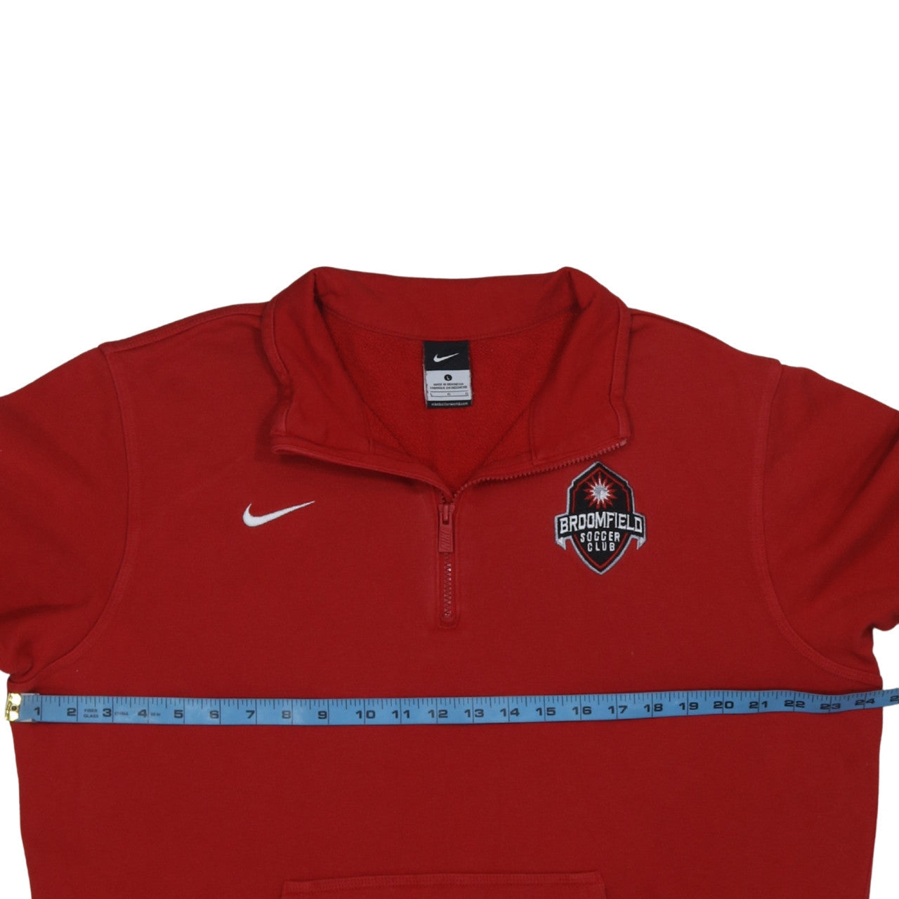 Mens UK Size L Nike Red 1/4 Zip Sweatshirt