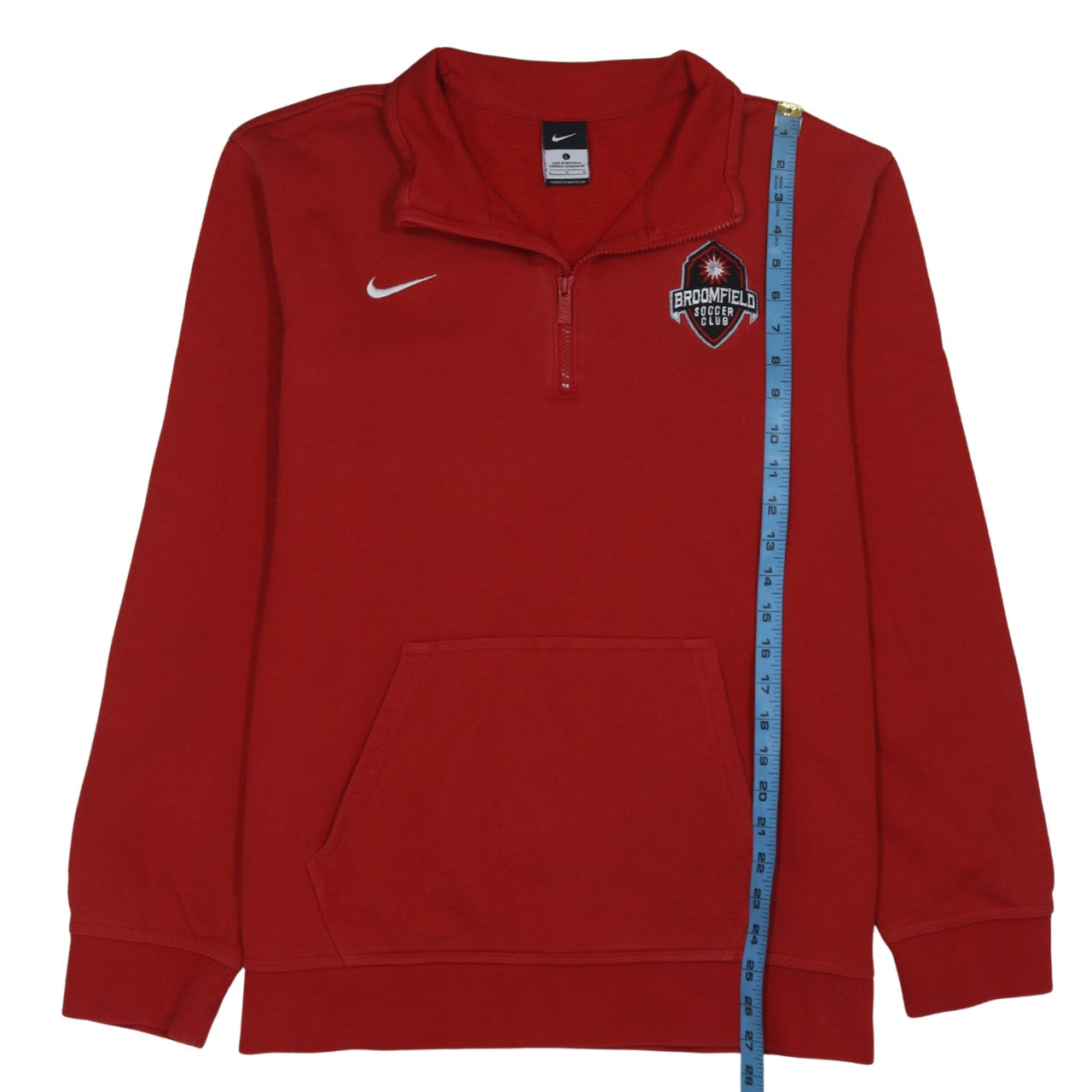 Mens UK Size L Nike Red 1/4 Zip Sweatshirt