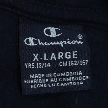 Champion Boys Black Pullover Hoodie XL 13-14 Years Fleece Logo Sweatshirt