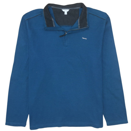 Mens UK Size XL Calvin Klein Blue Henley Sweatshirt