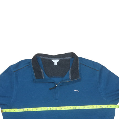Mens UK Size XL Calvin Klein Blue Henley Sweatshirt