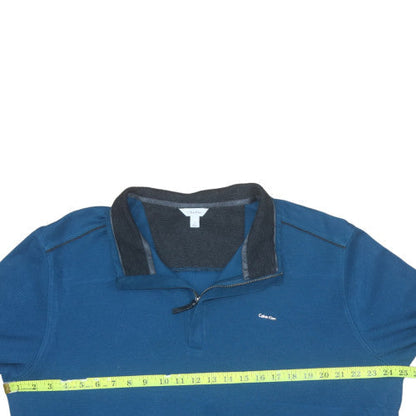 Mens UK Size XL Calvin Klein Blue Henley Sweatshirt