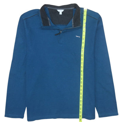Mens UK Size XL Calvin Klein Blue Henley Sweatshirt
