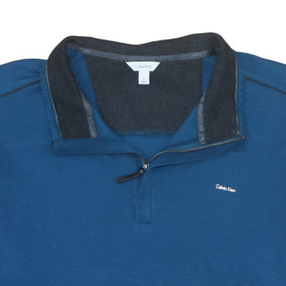 Mens UK Size XL Calvin Klein Blue Henley Sweatshirt
