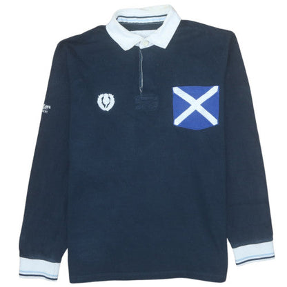Cotton Traders Mens Blue Long Sleeve Rugby Polo Shirt Size M