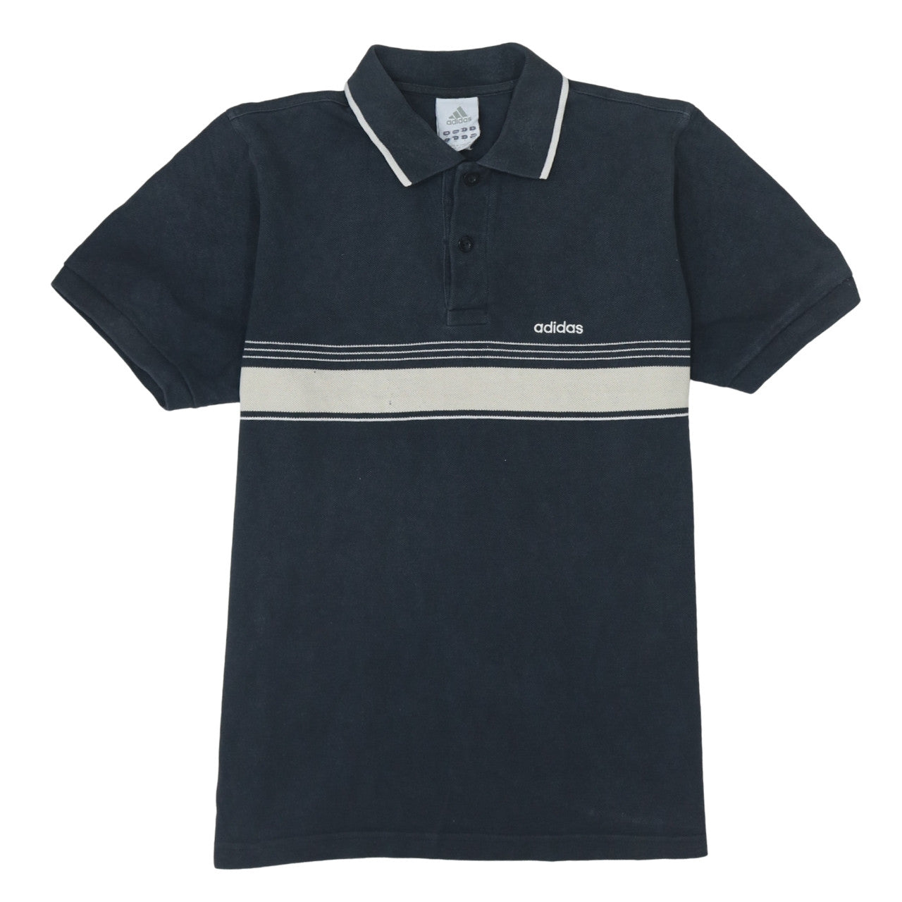 Adidas Men's Blue Striped Polo Shirt Size M Regular Fit