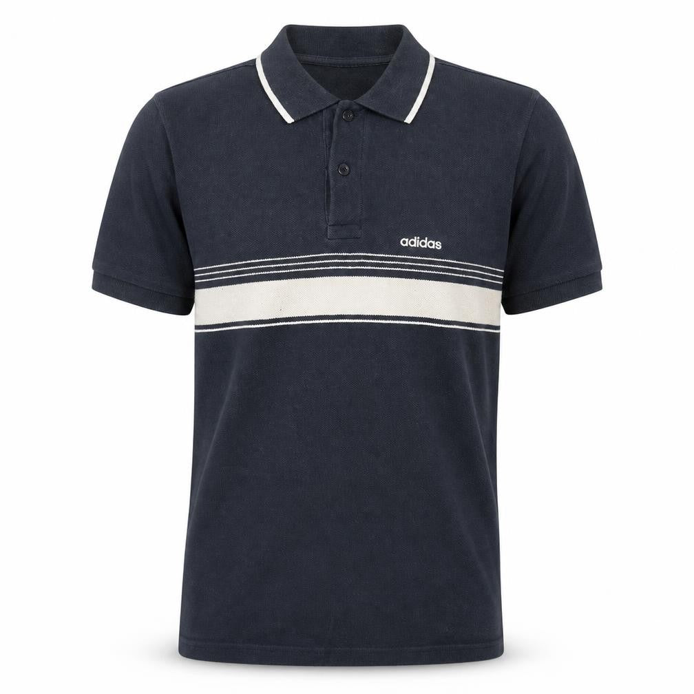 Adidas Men's Blue Striped Polo Shirt Size M Regular Fit