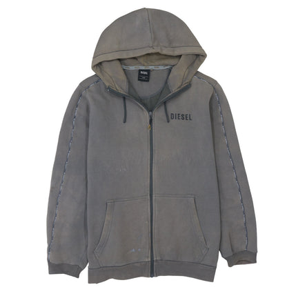 Mens UK Size L Diesel Grey Full Zip Hoodie