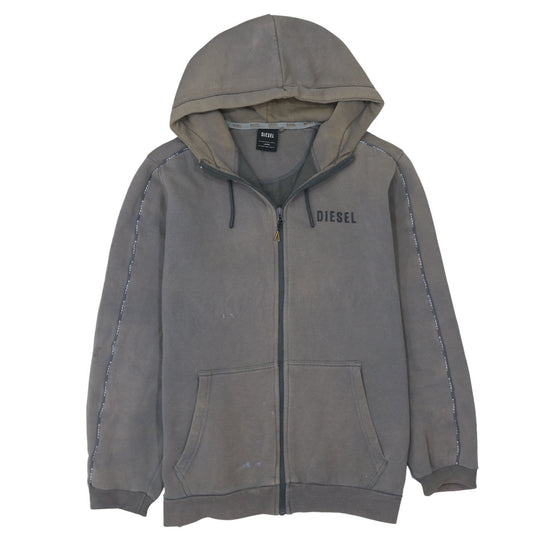 Mens UK Size L Diesel Grey Full Zip Hoodie