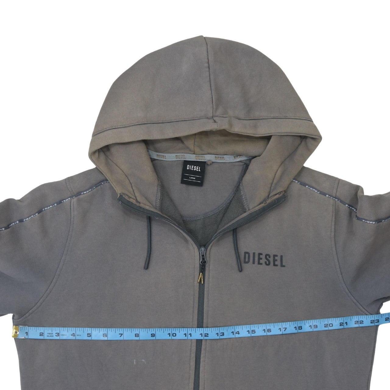 Mens UK Size L Diesel Grey Full Zip Hoodie