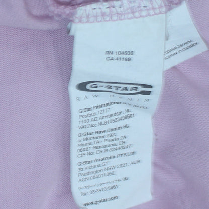G-Star Men’s Pink RAW Denim 3301 Graphic Print Cotton T-Shirt M