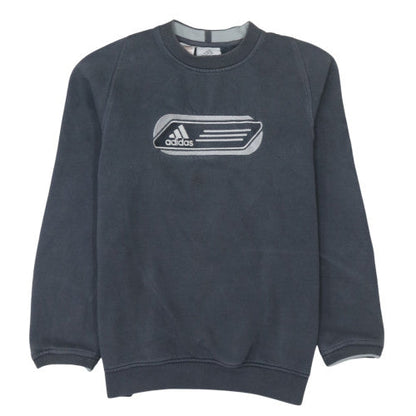 Adidas Boys Blue Crew Neck Sweatshirt Size 14 Years Logo Fleece Pullover