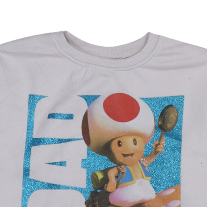 Primark Girls White Toad Super Mario Bros Sweatshirt 11 Years Pullover