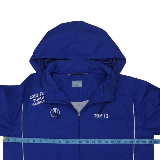 Uhlsport Men's Blue Hooded Windbreaker Jacket Size L 42in Chest
