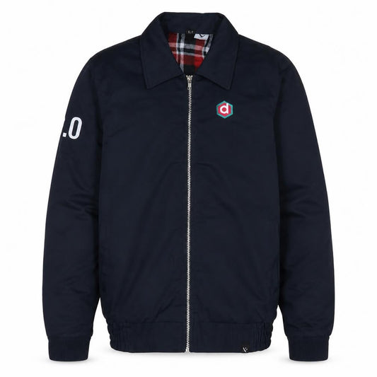 Agence Pattern Men's Blue Cotton Bomber Jacket L Full Zip Casual