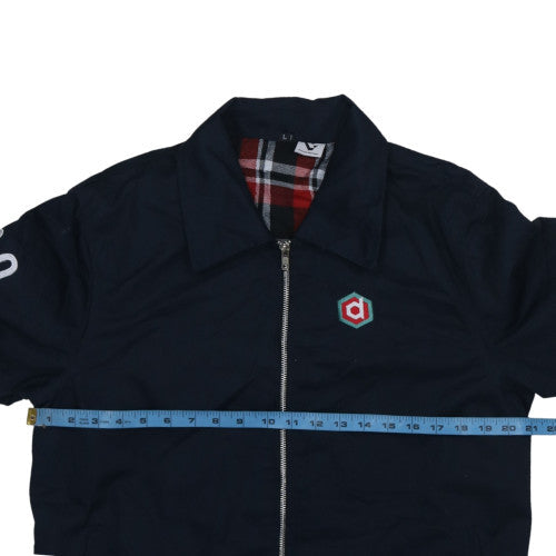 Agence Pattern Men's Blue Cotton Bomber Jacket L Full Zip Casual