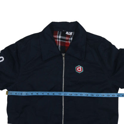 Agence Pattern Men's Blue Cotton Bomber Jacket L Full Zip Casual