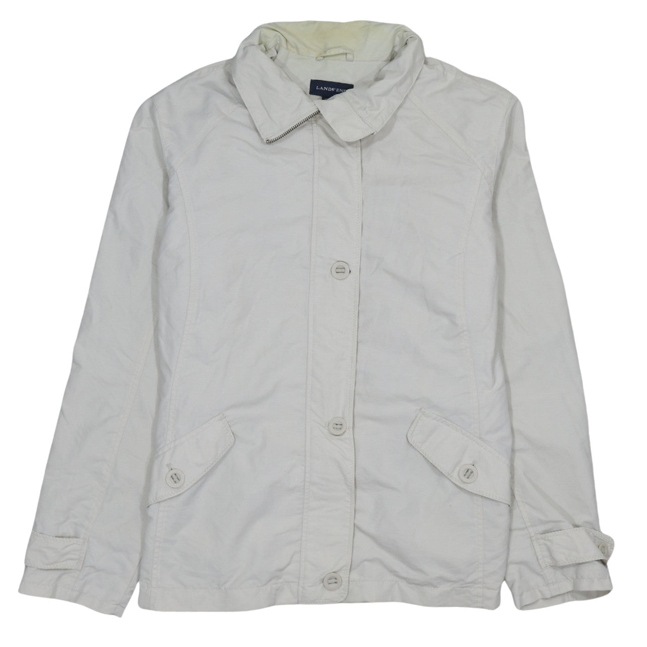 Womens UK Size L Lands' End White Basic Jacket