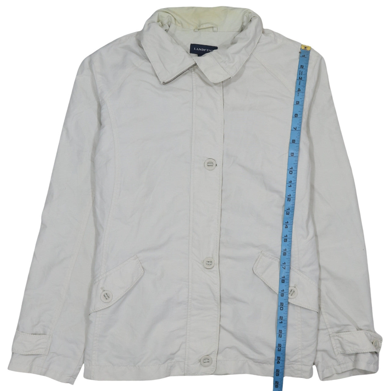 Womens UK Size L Lands' End White Basic Jacket