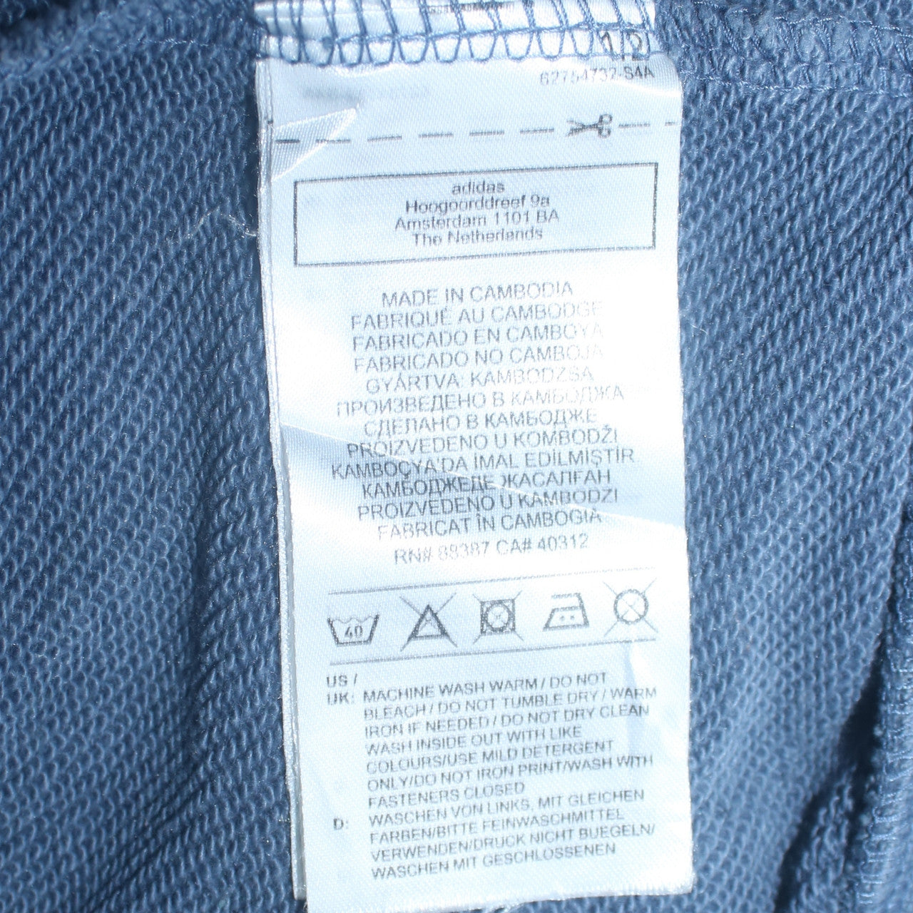 Mens UK Size M adidas Blue Full Zip Hoodie