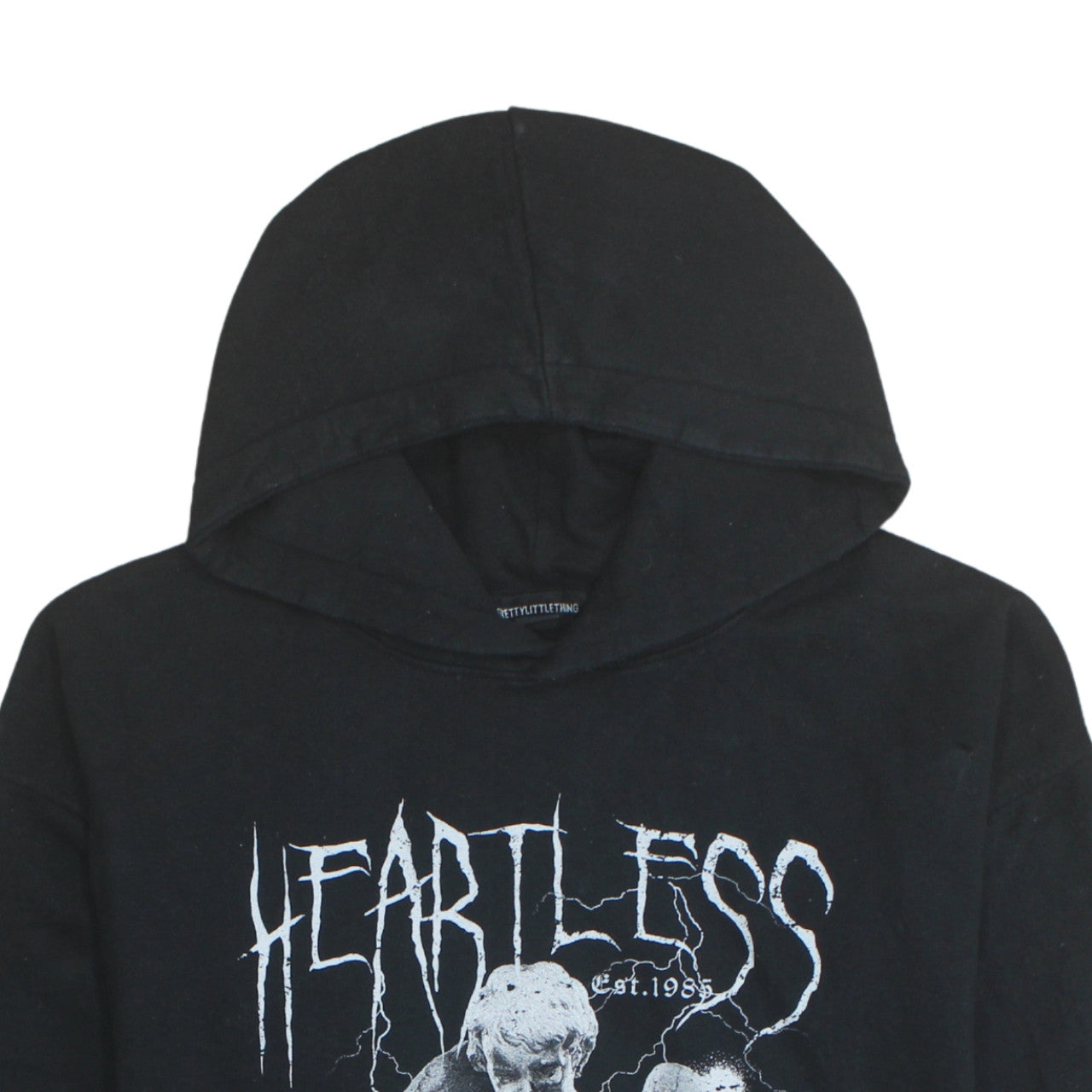 Womens UK Size M PRETTYLITTLETHING Black Pullover Hoodie